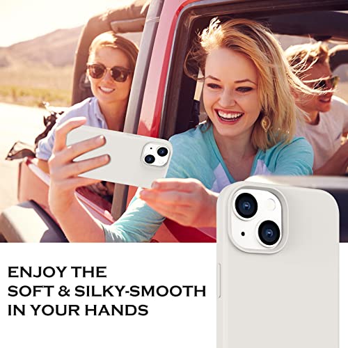 YINLAI iPhone 14 Hülle Silikon,Handyhülle , Slim Case Cover Liquid Silikon Gel Matte 3-Schicht Struktur Fallschutz rutschfeste Kratzfest HandyHülle für iPhone 14 6,1 Zoll,Beige Creme – Bild 6