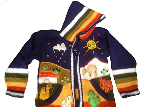 Unisex Toddler Hooded Rainbow Cardigan, Peru Hand- Embroidered2