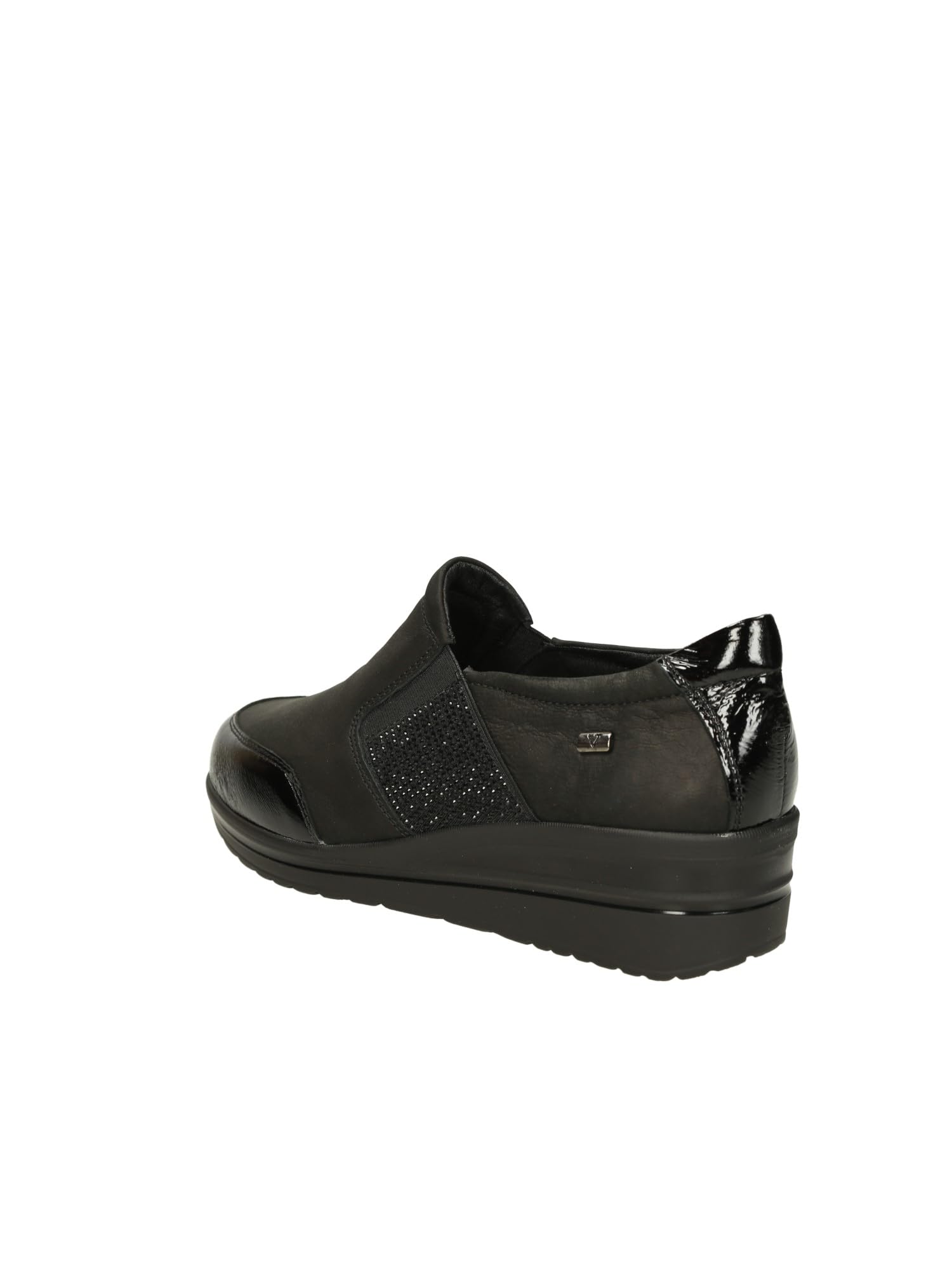 Valleverde VD200AF Mocassini Casual Donna Pelle Nero Tacco Zeppa 4Cm Suola Gomma