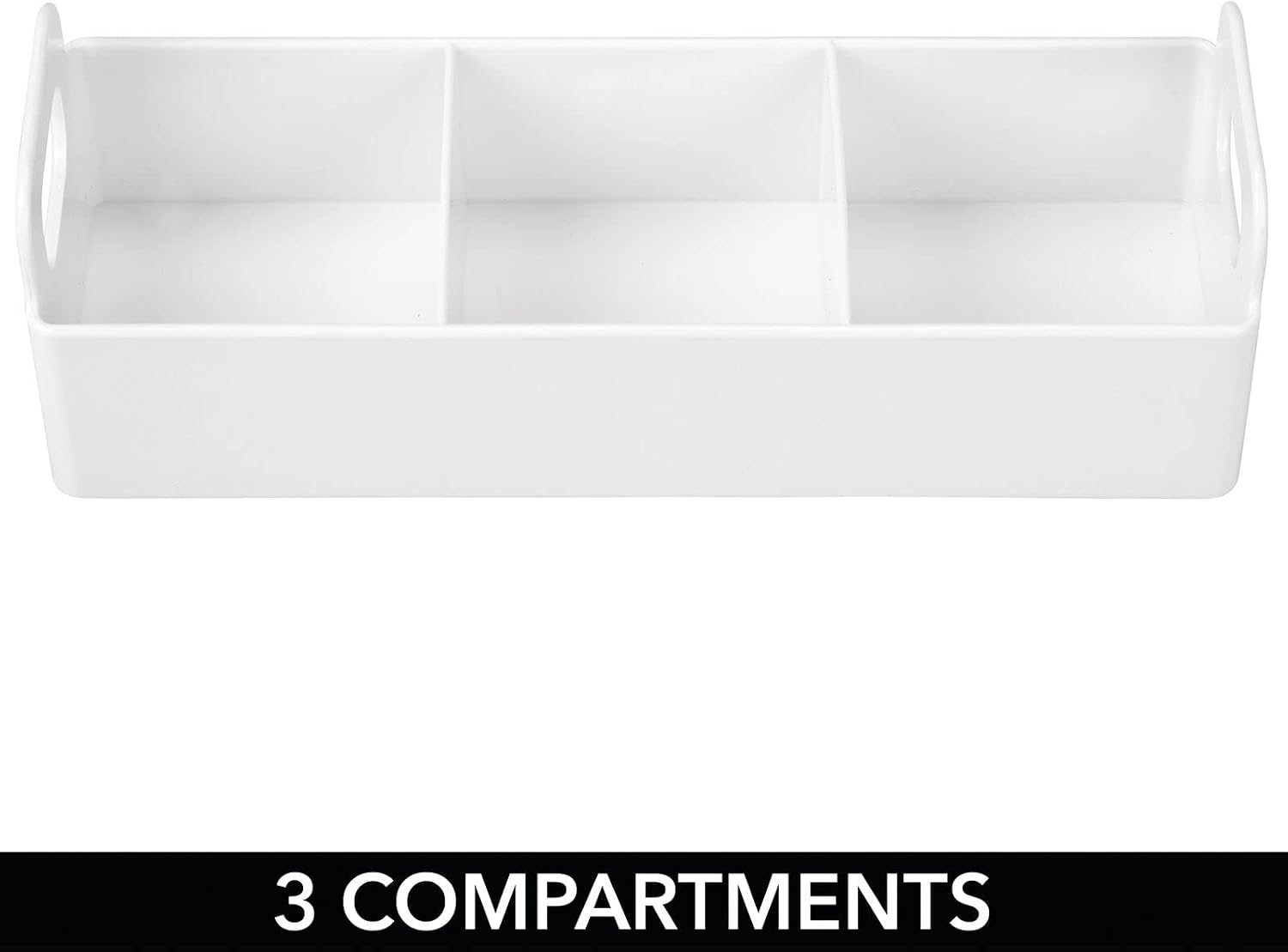 mDesign Plastic Condiment Organizer and Tea Bag Holder - 9" Long Kitchen Pantry/Countertop Storage Caddy - Divided Chip, Snack, Granola, Oatmeal Packet Holder - Lumiere Collection - White