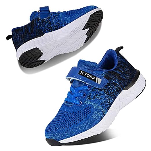 Kyopp Löparskor barn sneakers för flickor pojkar sportskor barnskor utomhus sneakers kardborreband andas unisex, 4 blå, 30 EU