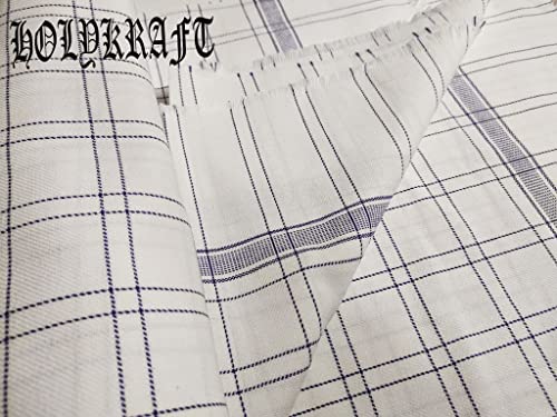 Image of 100% Cotton Soft Beautiful Deluxe Khes Single Bed Size Skin Friendly Summer AC Blanket /Khes /Dohar /Top Sheet Set /Chadar (Blue Check)