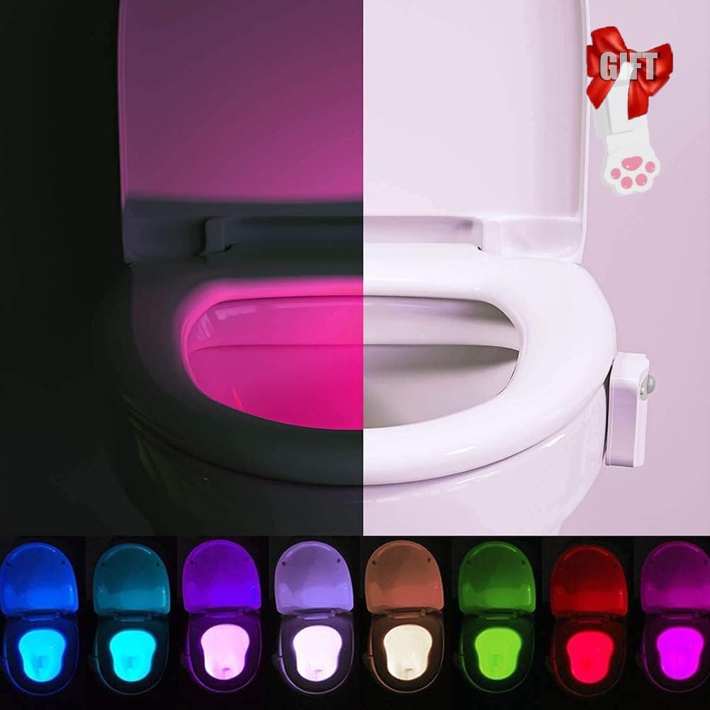 Toilet Bowl Night Light With Motion, 16 Color Changing Led Gadget For Bathroom Accessory Decor