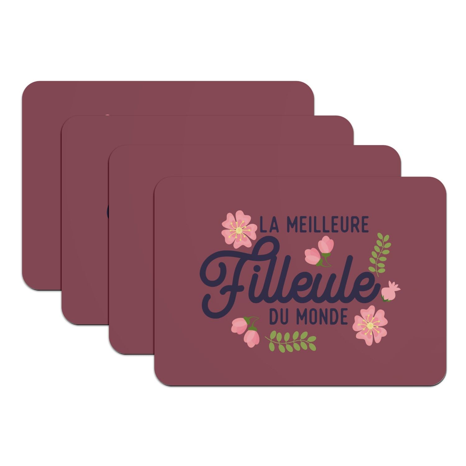 Set de table la meilleure filleule du monde marraine cadeau famille rouge