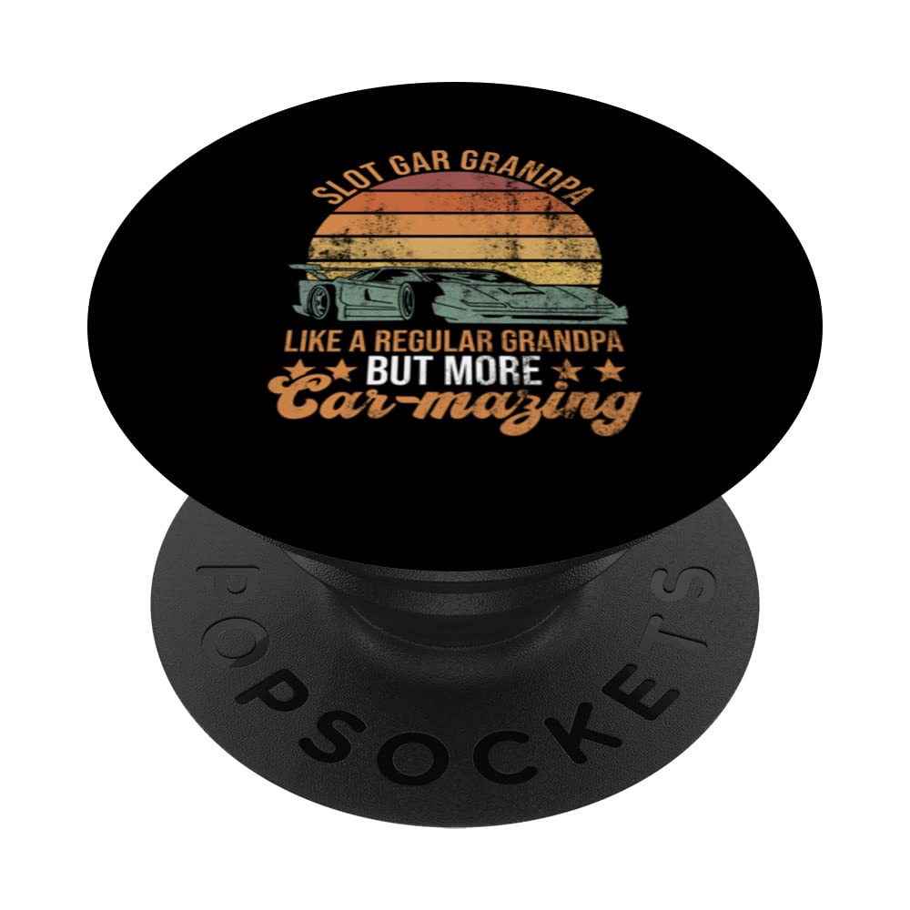 Slot Car Grandpa And Slot Car Track Grandfather PopSockets Swappable PopGrip