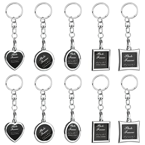MengH-SHOP Fotorahmen Schlüsselanhänger Metall Schlüsselbund mit Schutzfolie DIY Personalisiert Foto Schlüsselring für Valentinstag, Geburtstag, Vatertag, Muttertag, Absolvent 10 Stück (5 Stile) Cover