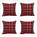 DOUFUZZ Federa Decorativa in Lino Motivo Scozzese Federa Decorativa per Divano Divano Car Federa Quadrata Regali di Natale 45x45cm G (4 Pezzi)