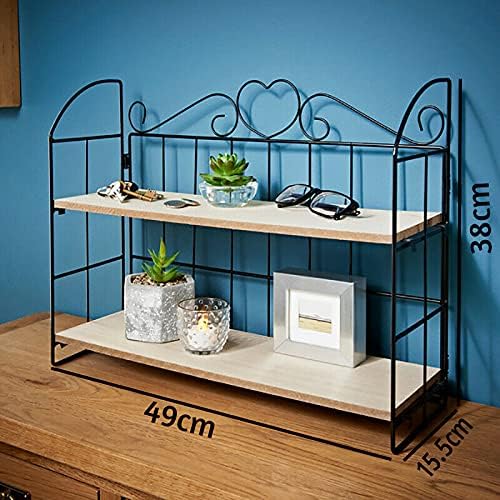 spot on dealz® 2 Tier Traditional Black floating decorative hanging shelves with MDF wood and metal wire frame industrial wall mounted shelving unit Living Room furniture
