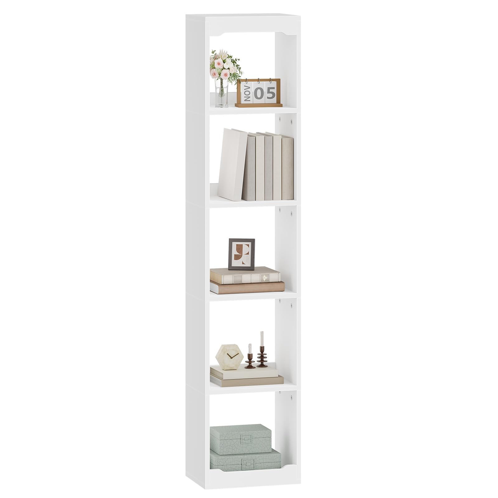HOOBRO 5-Tier Bookcase, Bookshelf, Storage Shelf, 30 x 24 x 153 cm, White