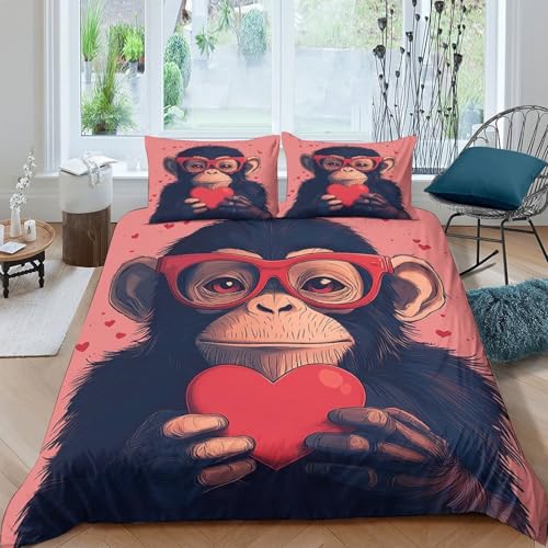 Parure de lit singe à lunettes housse de couette microfibre 135x200