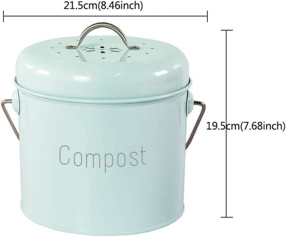 Compost bin kitchen table compost collecting container kitchens, antique cream color, for food/fruit/nuts waste recycling-Green