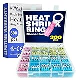 New Age America® 300pcs Heat Shrink Ring Connector Kit KableSeal™ | #10, 1/4', 5/16', 3/8' | AWG 22-10 | Tinned Copper | Heat Shrink Wire Connectors | Marine Insulated Ring Crimp Terminals | UL