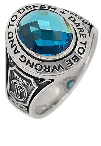 [ドクターモンロー] カレッジリング 7号～23号 (ブルー 12号) シルバー925 メンズ 指輪 きれいめ カラーストーン