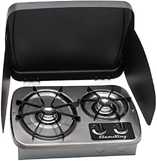 Flame King YSNHT600 2 Burner Built-In RV Cooktop Stove, Propane, 7200 and 5200