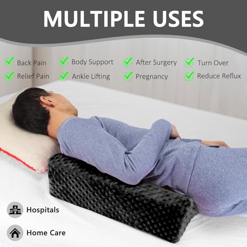 Jacobable Wedge Pillow for Side Sleeping, Body Positioning Foam Wedge Pillow, Side Wedge Pillow for Sleeping Non-Slip Back Positioning Pillow for Bed Sore Wedge (Black)