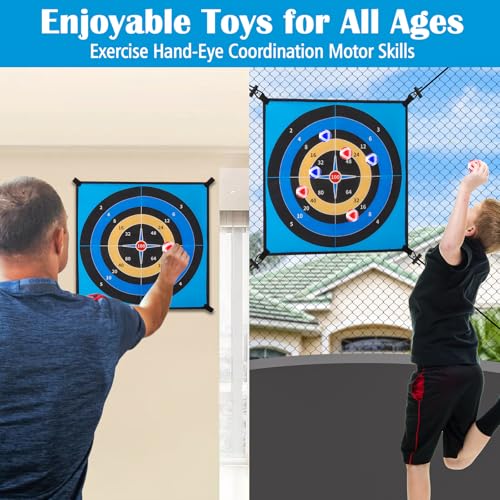Trampoline Toys Trampoline Accessories Dart Board Fits 8 FT/10 FT/12 FT/14 FT Recreational Trampolines,Add Fun for Trampoline Outdoor! (Blue)