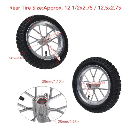 Komplettrad Vorne 12 1/2X2.75 12.5x2.75 Rostfreier Metall + Gummi 15mm Felgenachse mit Bremsscheibe für 2 Takt Taschenfahrrad 47c c 49c c