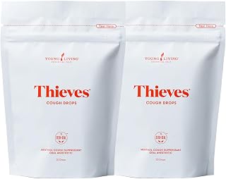 Young Living Thieves Cough Drops 30 Ct (Pack of 2) Infused by Young Living Essential Oil - Drops Relieve Coughs, Soothe Sore Throat - Thieves Blend and Menthol