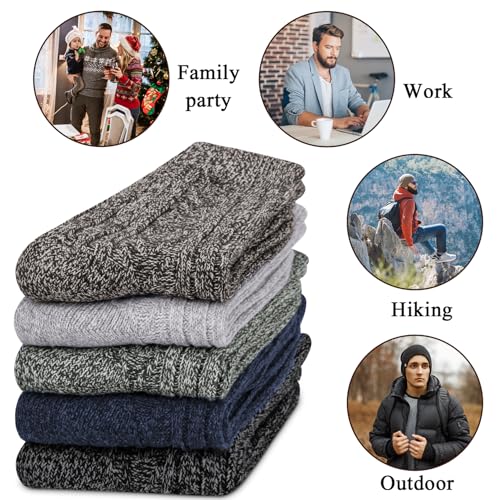 Mens Wool Socks for Winter Thick Warm Hiking Sock Soft Casual Nordic Boot Socks