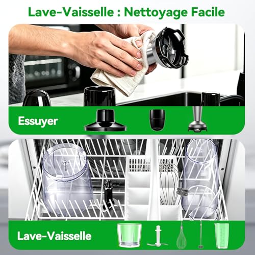 Mixeur plongeant 5en1 1100W anti-rayures BESROY – Image 7