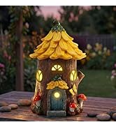 Lavezee Fairy House Outdoor Figurine Lights for Garden Decor, Fairy Garden Houses for Front Porch...