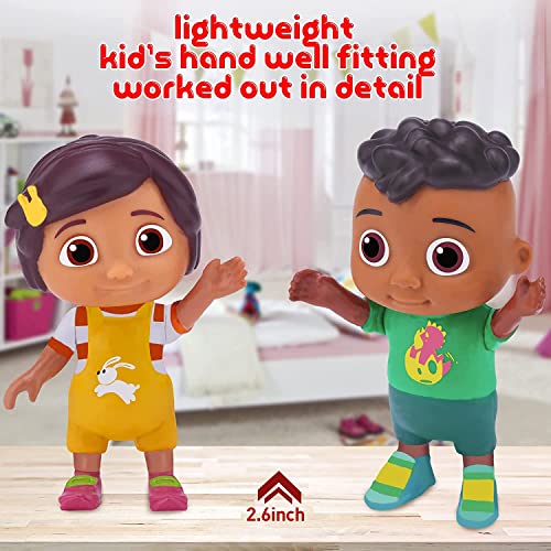 Cocomelon Friends And Family Action Figures 6 Pcs - Cocomelon Family Pack Set - Toy Characters Baby Jj, Tomtom, Yoyo, Cody And Nina - Cocomelon Toys, Cake Topper 3 Inch #TOP3