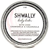 Shwally Tallow & Calendula Baby Bootie, Lip and Nipple Balms, The Ultimate Paleo Skin and Baby Bootie Protector - All Edible Ingredients, Not Scented (White - Zinc + Chamomile, 2 Oz)