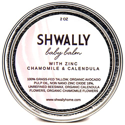 Shwally Tallow & Calendula Baby Bootie, Lip and Nipple Balms, The Ultimate Paleo Skin and Baby Bootie Protector - All Edible Ingredients, Not Scented (White - Zinc + Chamomile, 2 Oz)