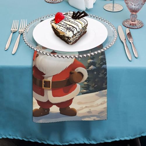 Servilletas de tela Santa Claus Navidad 4 piezas miniatura 4