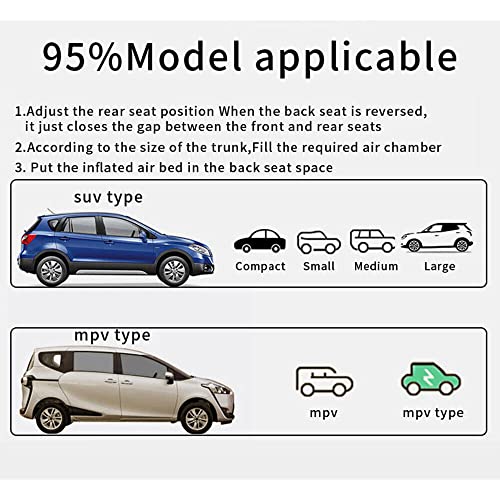 awolsrgiop Auto Matratze, 170 x 120 cm SUV Matratze Auto Luftmatratzen für Reisen Camping Outdoor Aktivitäten, Abziehbar Aufblasbare Matratze mit 2 Kissen und Pumpe, Schwarz