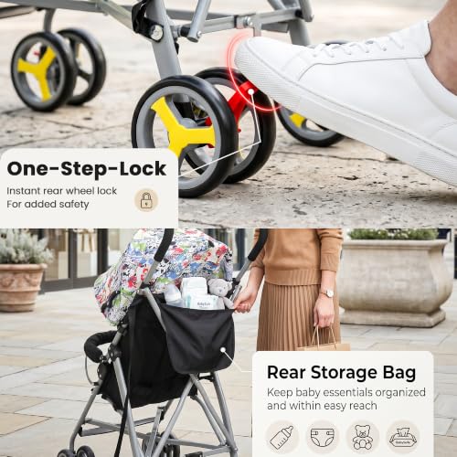 Image of TAG Baby Stroller for 0 to 3 Years | Foldable Pram with Soft Cushioned Seat, 360 Wheels, Sun Canopy, Rear Storage Bag & Wheel Lock | Lightweight Travel Trolley for Infants and Toddlers