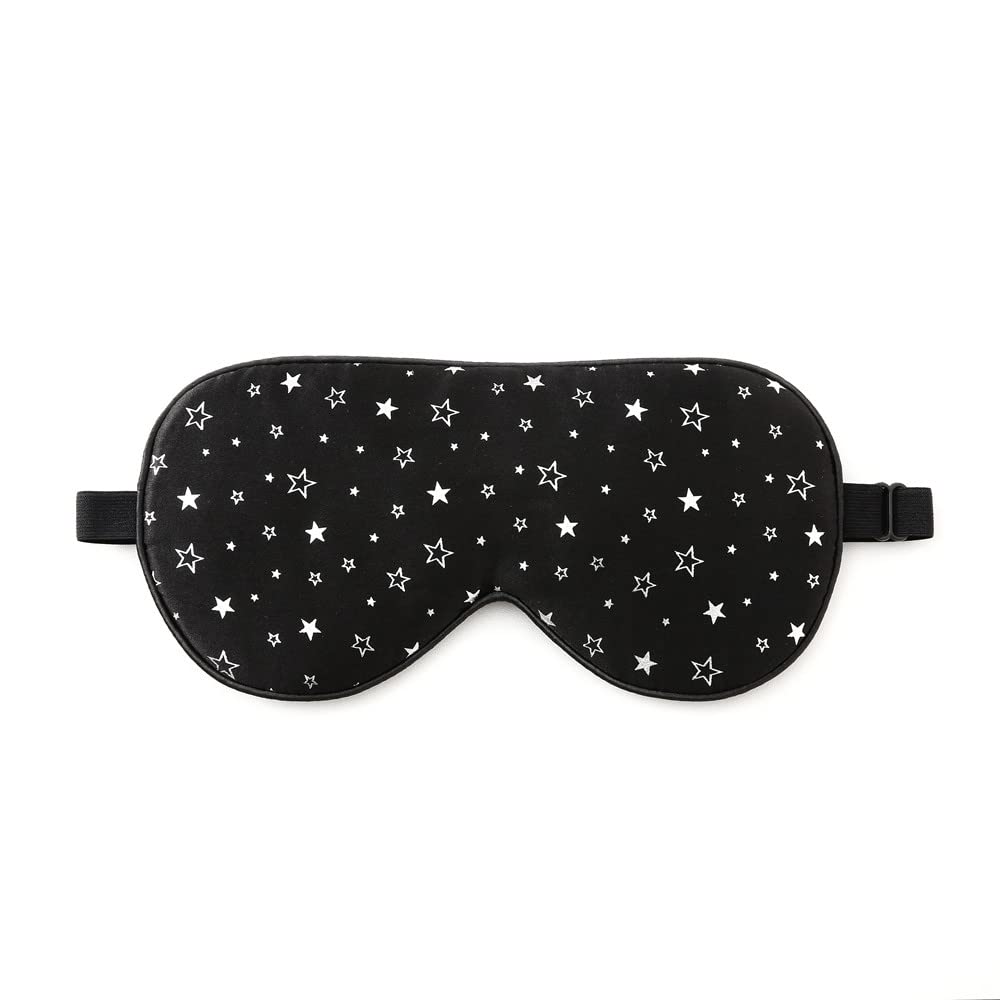 Tim & Tina100% Silk Sleep Mask Comfortable,Super Soft Blindfold Eye mask Block Light for Sleeping,Shift Work,Naps,Travel,Yoga with Adjustable Strap (Silvery Stars)