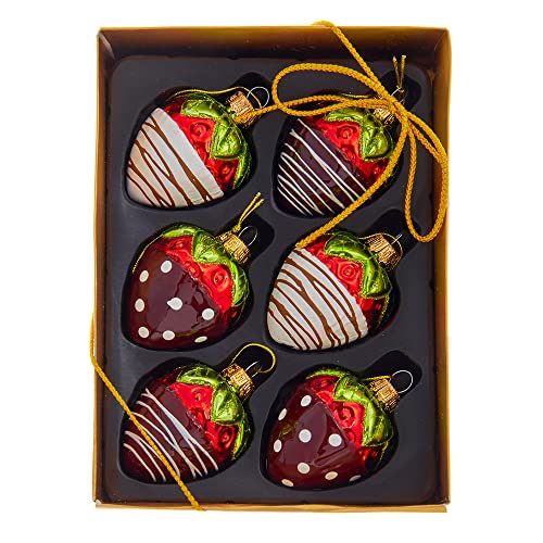 Kurt S. Adler Noble Gems Glass Chocolate Strawberry Ornaments