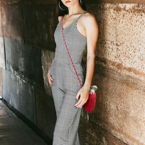 Image of Handmade Knitted Shoulder Bag Crochet Strawberry Purse for Women