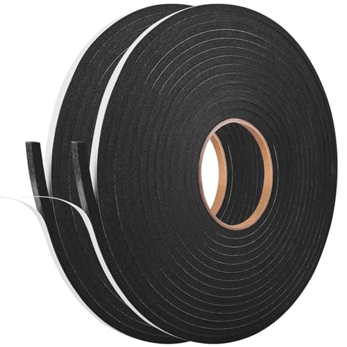 Kikerike Self Adhesive Foam Tape Weatherstrip 1/4In x 1/4In x 50Ft High Density Foam Insulation Strips Seal Weather Stripping with Strong Adhesive for Door and Window Sound Isolation Soundproofing