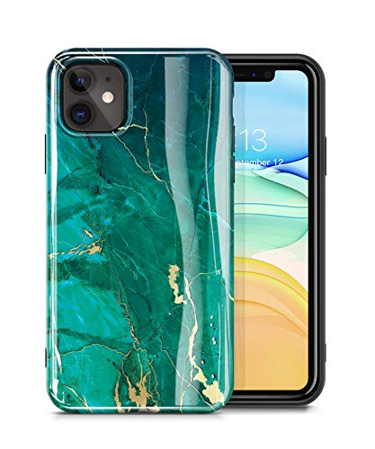 GVIEWIN Marmur etui do iPhone 11 6,1'' 2019, Shlank błyszczące, miękkie tworzywo TPU żel gumowy etui ochronne całościowa ochrona solidna case kamień marmurowy etui na telefon (zielony)