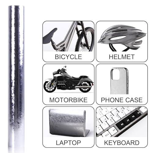 Image of Lypumso Forged Carbon Fiber Vinyl Wrap, Gloss Holographic Chrome Mirror Car Wrap Vinyl DIY Auto Sticker Decal Film Sheet with Bubble Free Air Release (Silver, 1ft x 5ft)