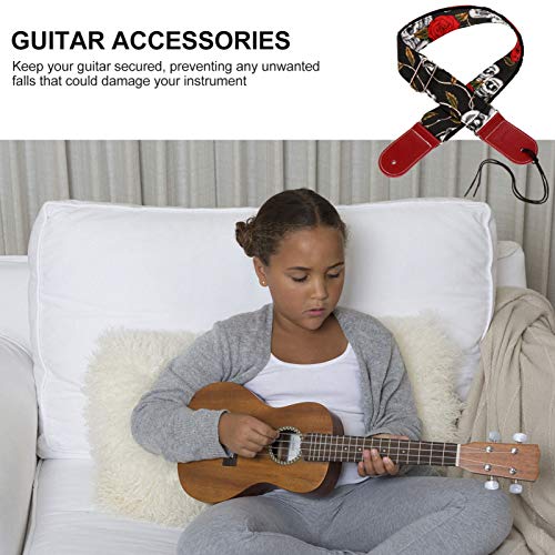 HEALLILY Kit de Acessórios de Guitarra de 9 Peças Incluindo Padrão de Rosa Do Crânio Ajustável Bolsa