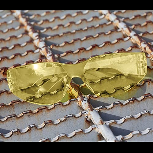 Image of BISON LIFE Yellow Safety Glasses for Men & Women, Bulk ANSI Z87.1, 144 Pack | Scratch & Impact Resistant Wraparound Safety Goggles, UV Protection Eyewear for Work, Construction, Lab, Industrial