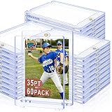 35pt Magnetic Card Holder for Trading Card, 60 Pack Magnetic Card Case Baseball Card Holder Hard Pla