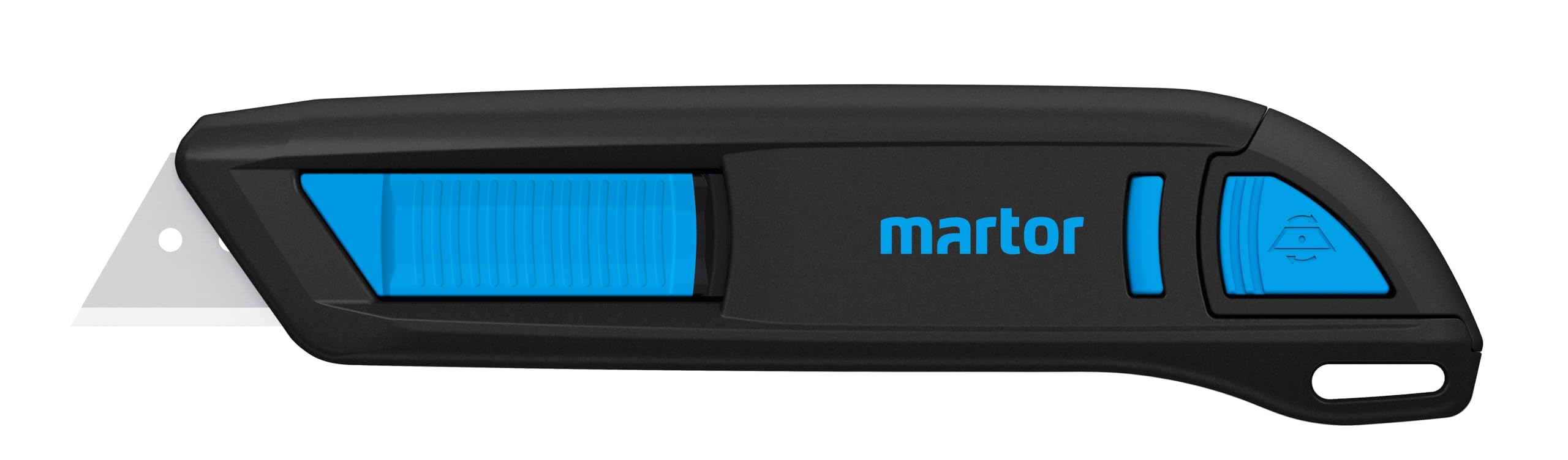 MARTOR Cuchillo de seguridad con retracción de hoja, SECUNORM 300, Cúter profesional, ligero, plástico, derecho & zurdo, 19 mm de profundidad de corte