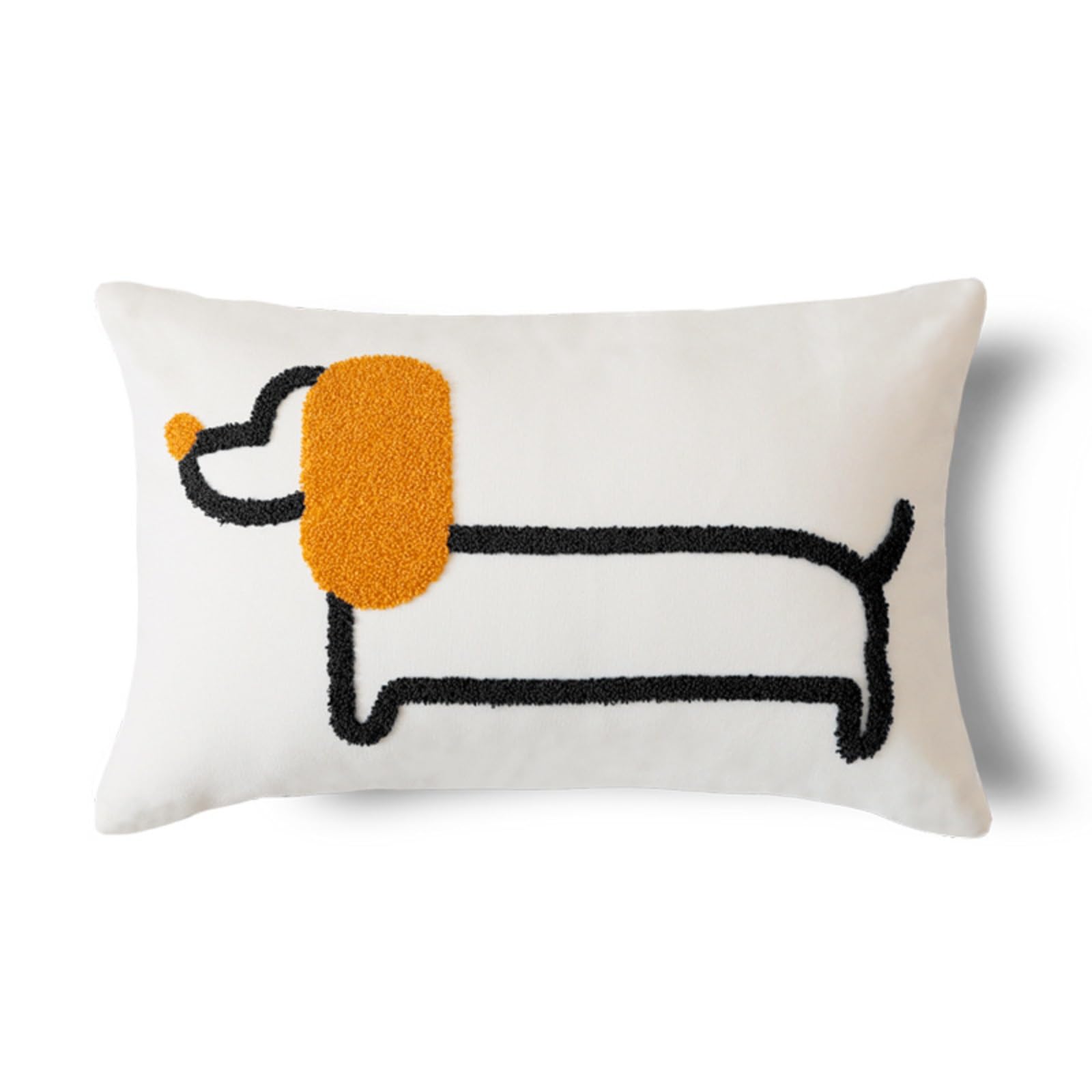 Taie d'oreiller brodée de qualité avec garnissage motif chien moderne