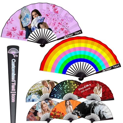 Custom Line Dance Popping Fan with Photos & Text - Personalized Decorative Folding Hand Fan for Dance Parties, Weddings, Clubs & Trail Rides | Portable Clack Fans for Women with Logo Engraving (30)