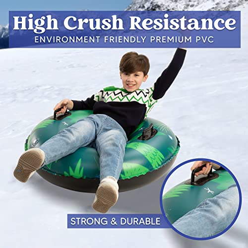 Joyin Inflatable Snow Tubes 47" & 37"(2 Packs) For Kids And Adults,Heavy-Duty Snow Tube For Sledding, Great Inflatable Snow Tubes For Winter Fun And Family Activities (Tree Red+Green) #TOP3