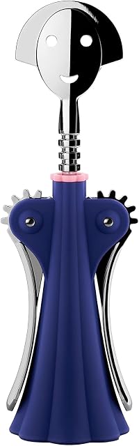 Alessi Anna G. AM01 DAZ - Design Corkscrew, in Thermoplastic Resin and Chrome-Plated Zamak, Blue