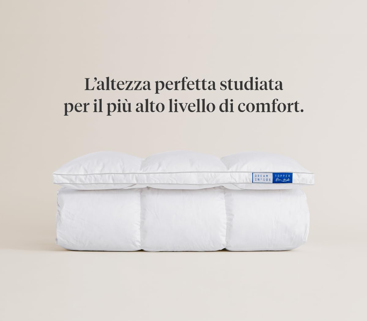 DREAMIN*101 - Topper Matrimoniale 160x190 Bruno Barbieri Piumette e Piumino d'Oca Traspirante Alto ~7cm, Coprimaterasso Matrimoniale 4 Stagioni a Angoli Elastici, Copri Materasso per Comfort di Lusso