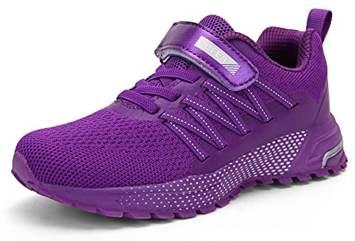 Kubua Kids Sneakers For Boys Girls Running Tennis Shoes Lightweight Breathable Sport Athletic Violet #TOP2