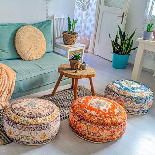 Mandala Life Art Bohemian Floor Cushion Cover –24 Inches - Room Décor Decorative Round Pillow Case For Meditation, Yoga, And Boho Chic- Seating Area #TOP6