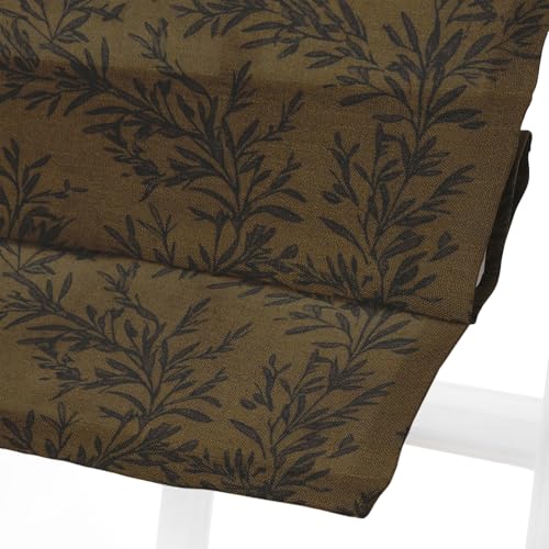 Image of TWOPAGES No Drill Cordless Vintage Leaf Print Roman Shades Linen Textured Roman Blinds for Windows, Custom Made Room Darkening Light Filtering Roman Window Shades, Bronze, 1 Piece