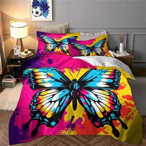 Housse de couette papillon 3D légère et lavable pour lit simple - 6
